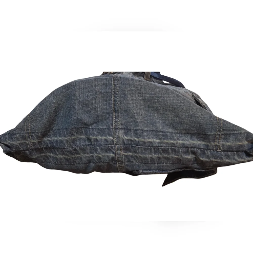 Handmade Upcycled Y2K Levi Strauss Denim Shoulder Bag with Butterfly Embroidery